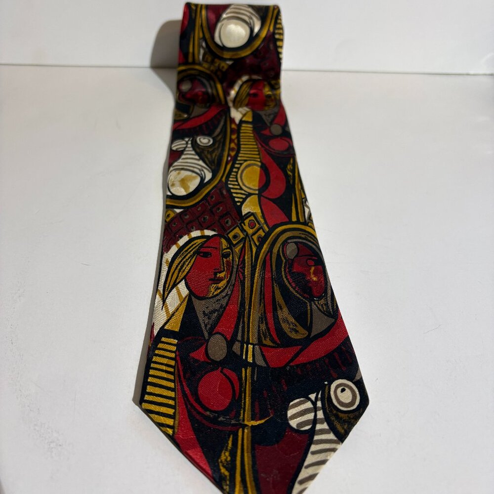 Italian Silk Abstract Print Stefano Milano Tie